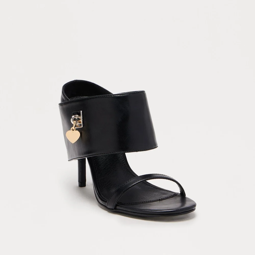 Elegant Faux Leather Stiletto Black Women's Heels - Picture 3 of 4